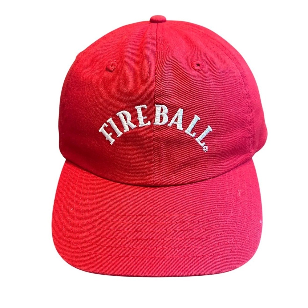 Fireball Hat Baseball Cap Men's Adjustable OSFM Red White Whiskey Liquor Promo